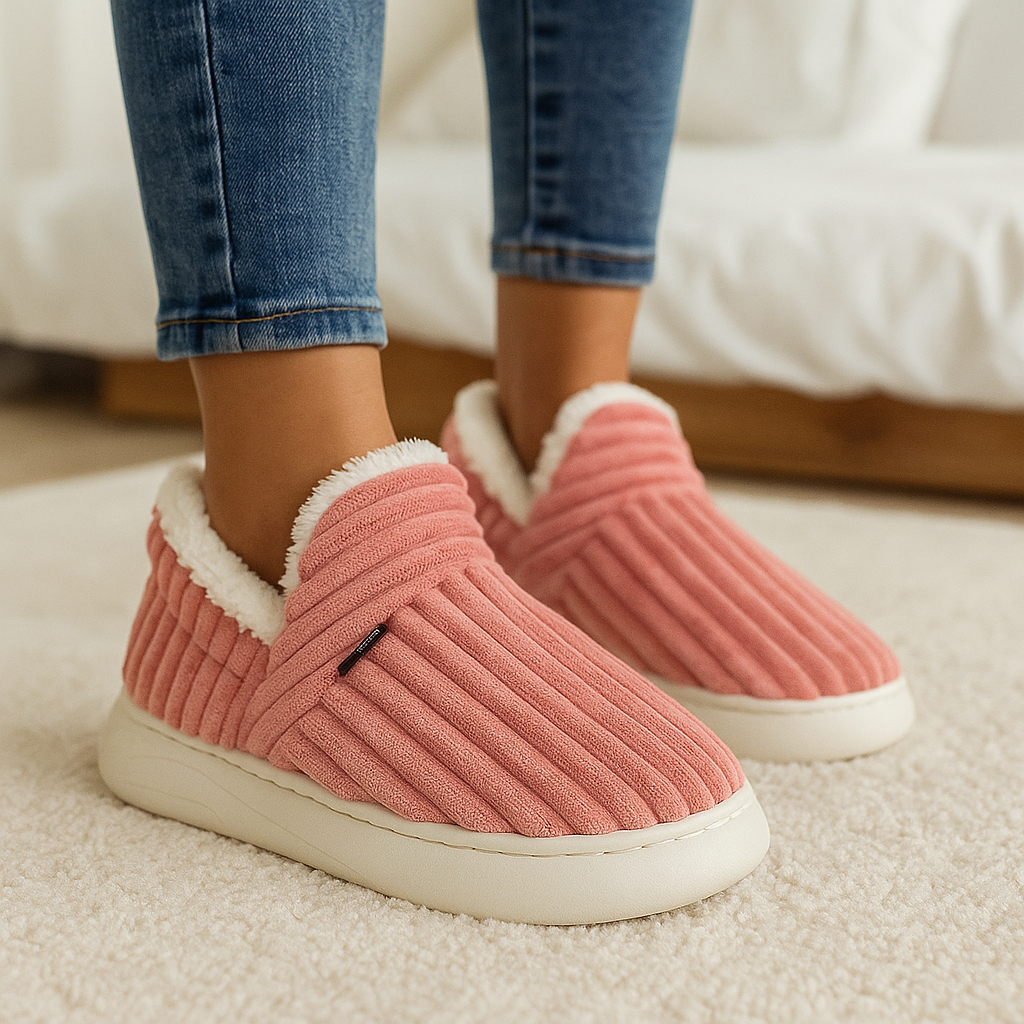Sherpa Cord – Dames warme pantoffels voor thuis