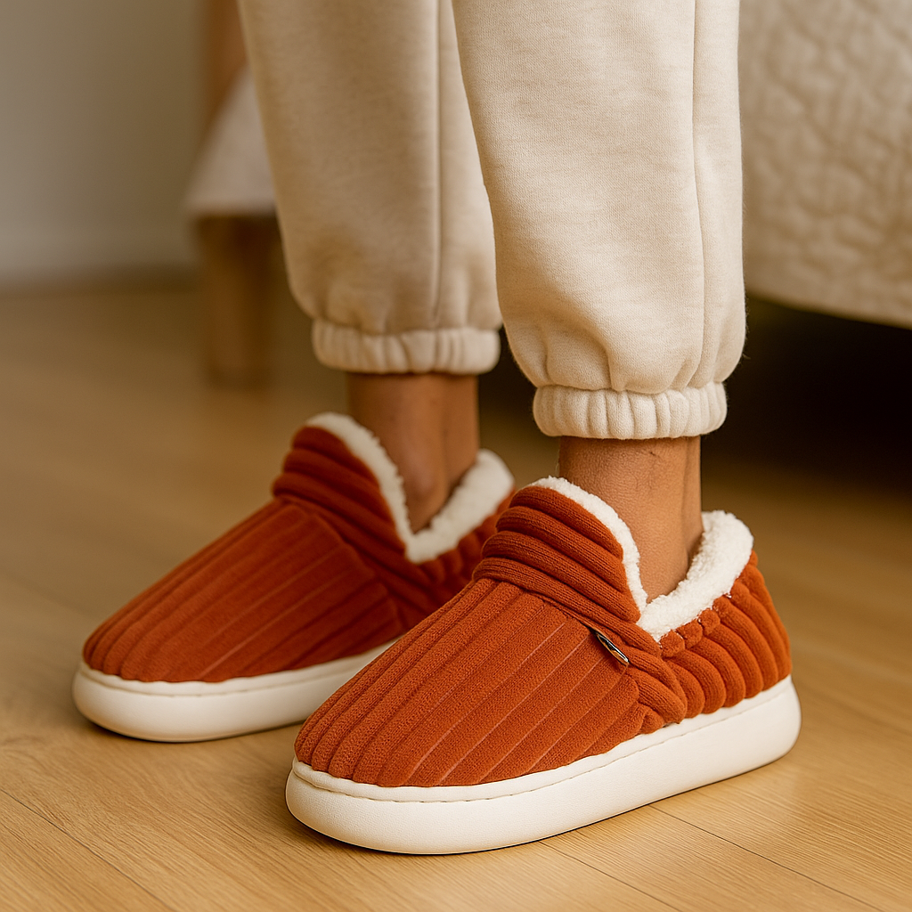 Sherpa Cord – Dames warme pantoffels voor thuis