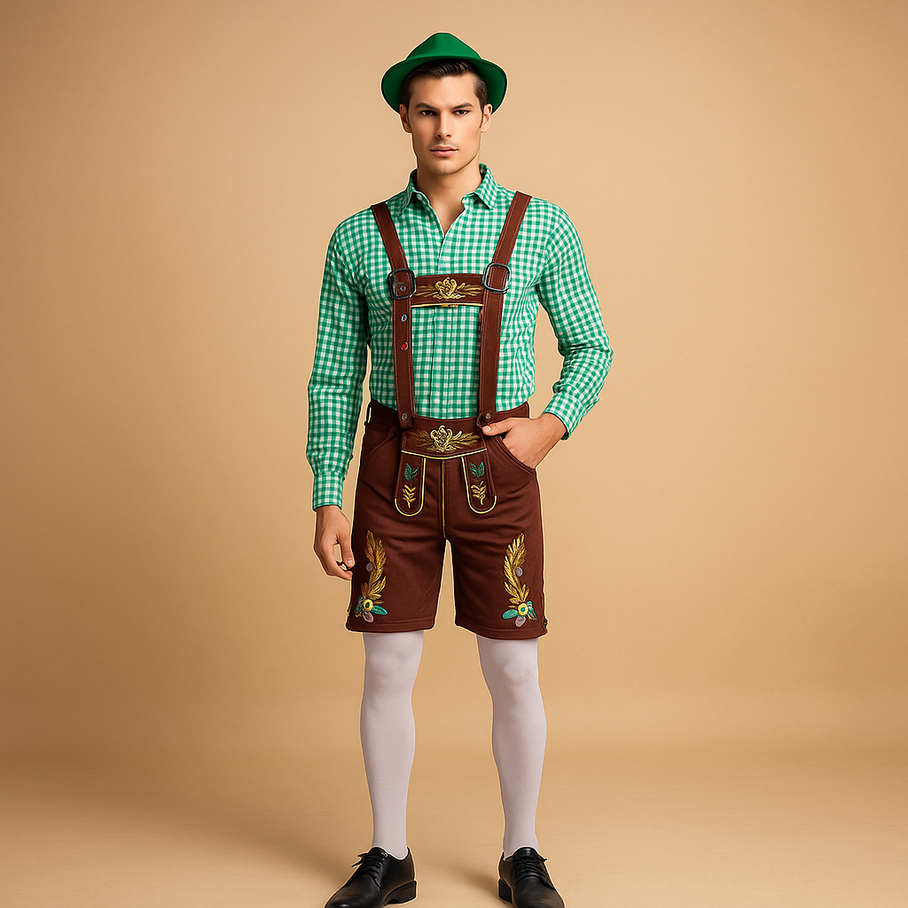 Heren traditionele kleding met leren broek