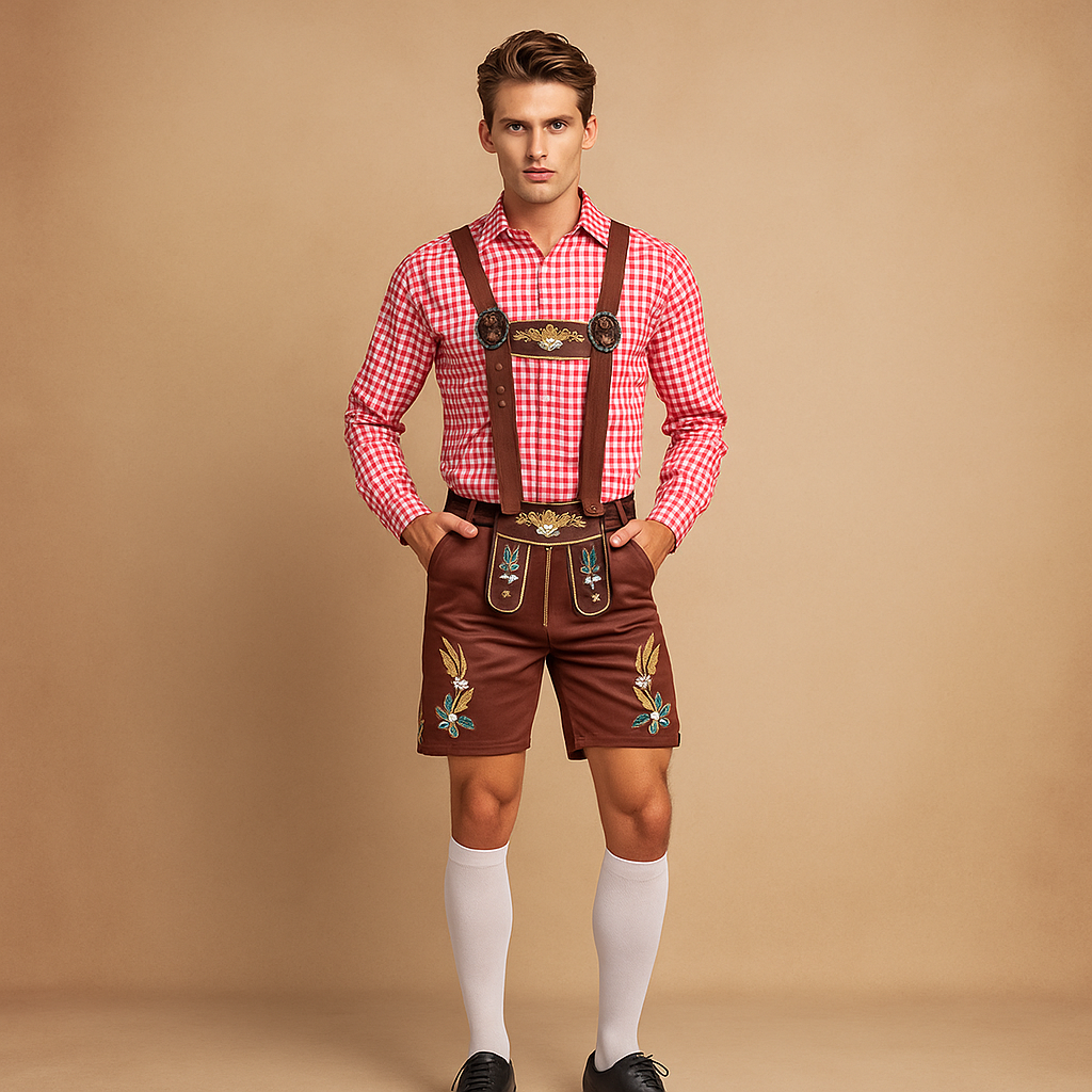 Heren traditionele kleding met leren broek