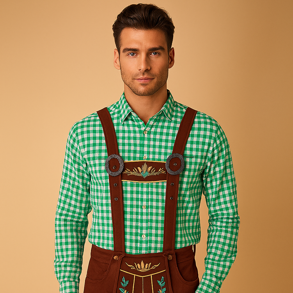 Heren traditionele kleding met leren broek