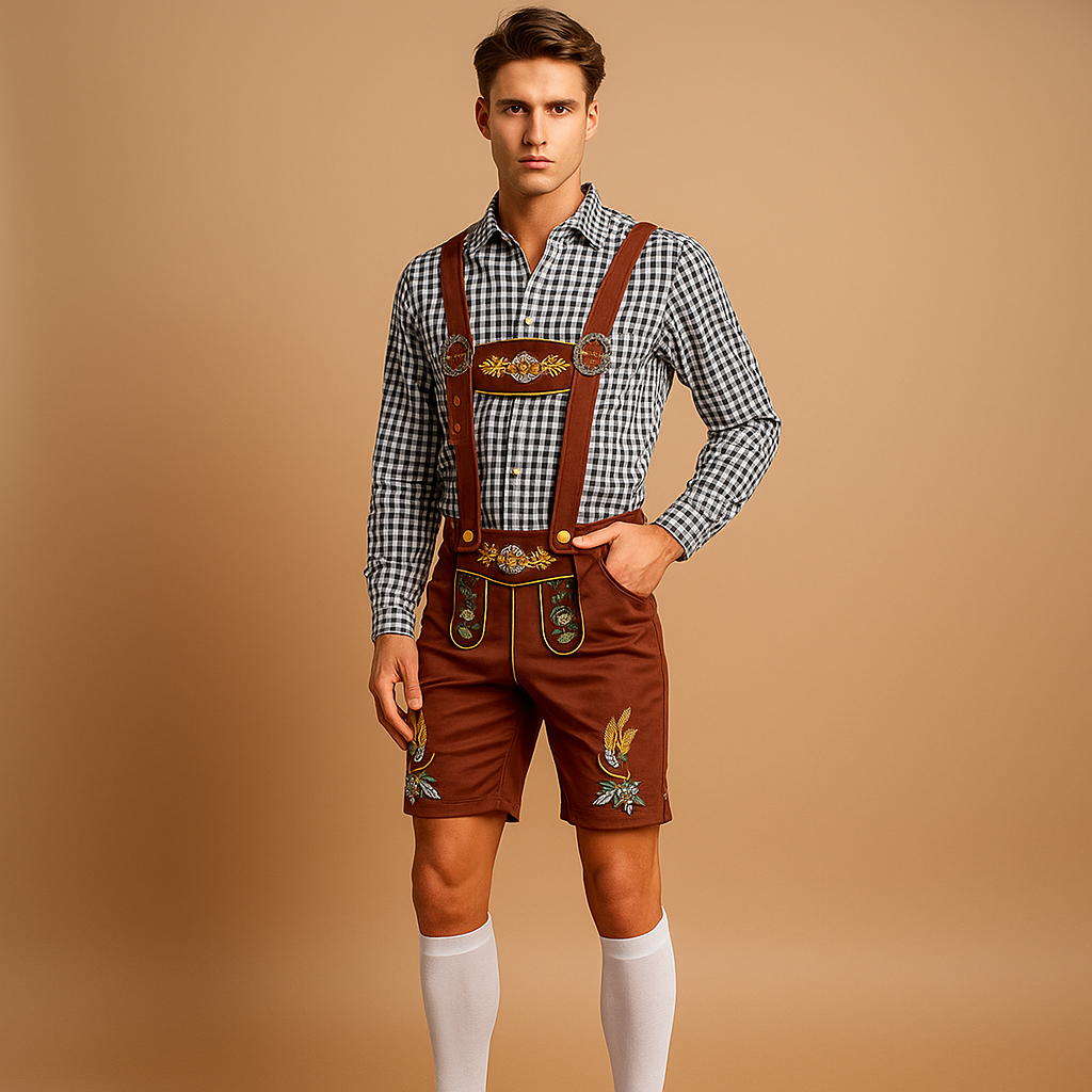 Heren traditionele kleding met leren broek