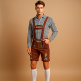 Heren traditionele kleding met leren broek