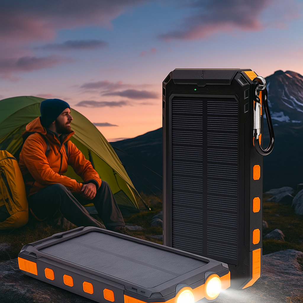 Zonne-energie Powerbank met LED-zaklamp