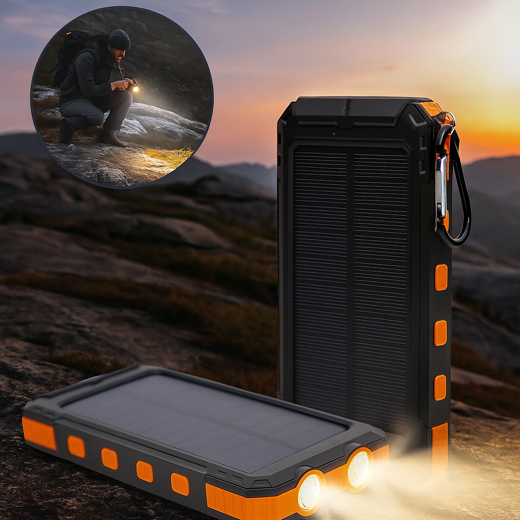 Zonne-energie Powerbank met LED-zaklamp