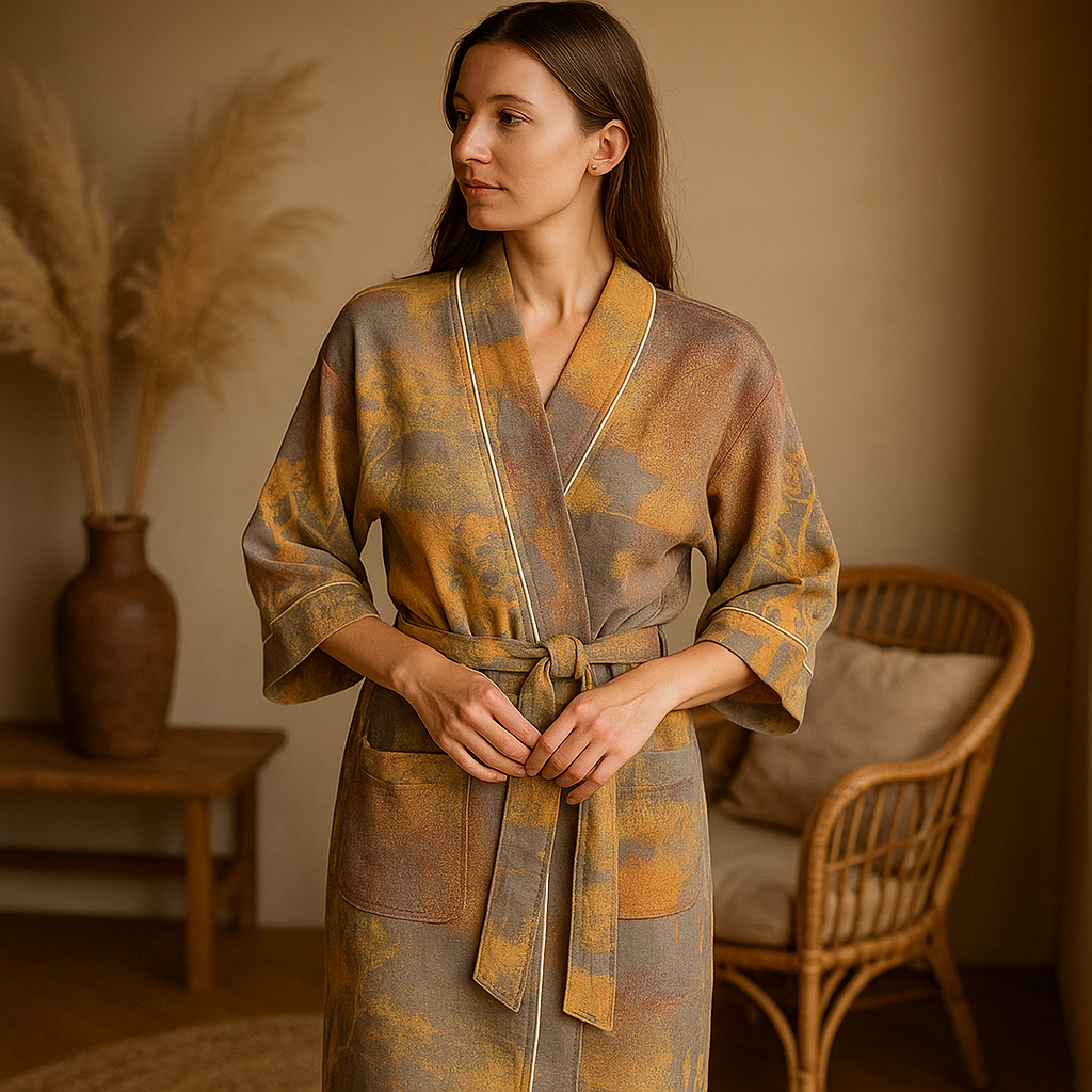 SereniLuxe – Hengittävä ja Tyylikäs Kimono-mallinen Kylpytakki Maksimaaliseen Rentoutumiseen