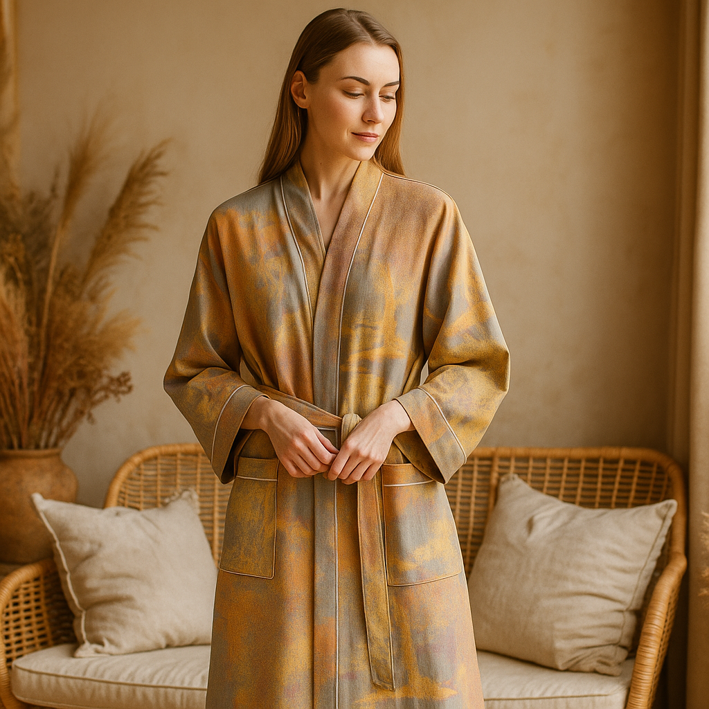 SereniLuxe – Hengittävä ja Tyylikäs Kimono-mallinen Kylpytakki Maksimaaliseen Rentoutumiseen