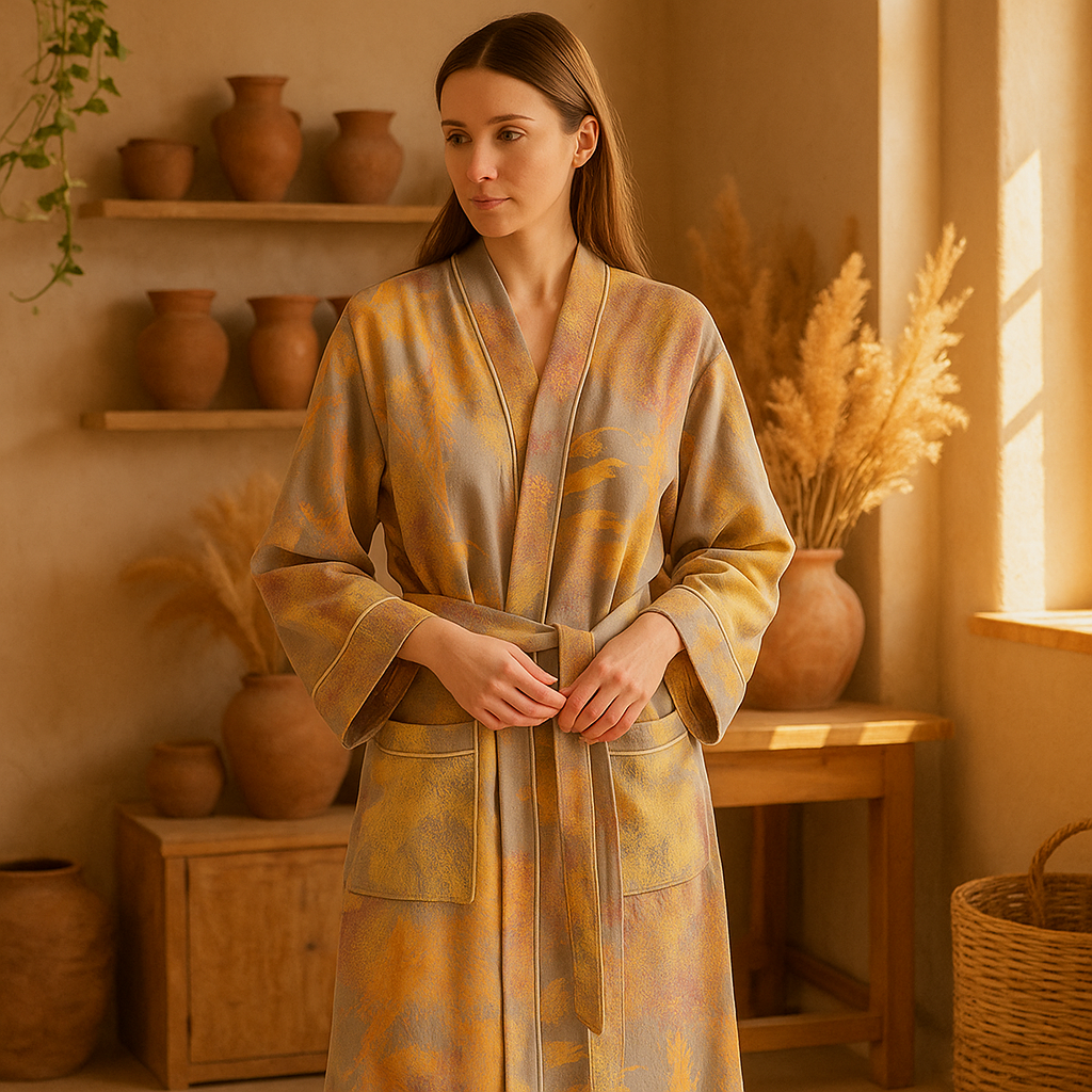 SereniLuxe – Hengittävä ja Tyylikäs Kimono-mallinen Kylpytakki Maksimaaliseen Rentoutumiseen