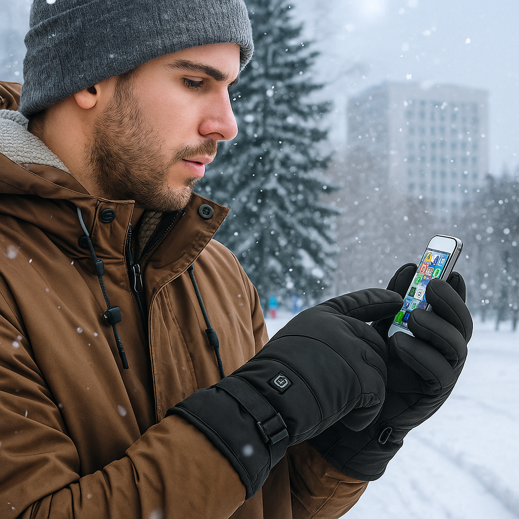 Warme Winterhandschuhe – Elektrische Heizungen, Touchscreen-freundlich & Einstellbare Wärme