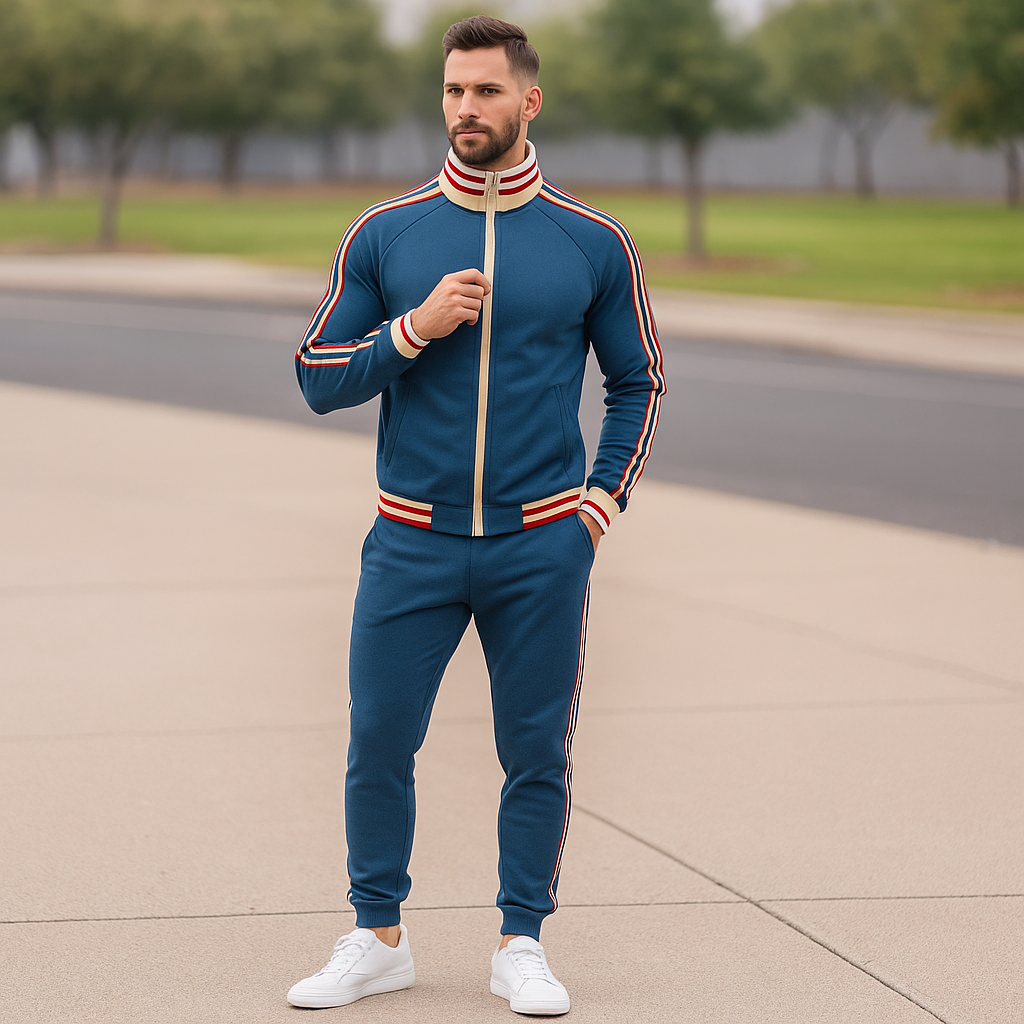 Fin - Heren gestreept sportpak - Ademend trainingspak