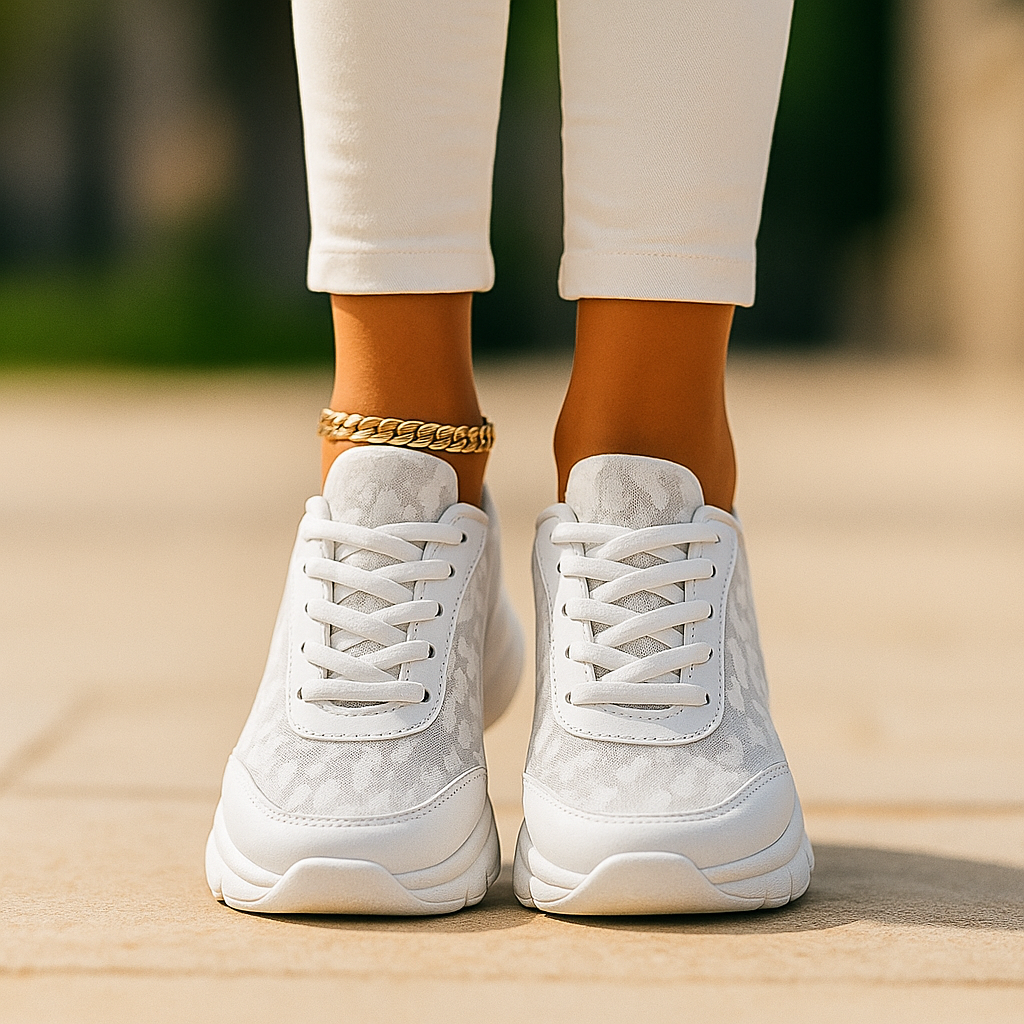 Elegante Witte Mandjes - Ademend Sneakers - Voor Dames