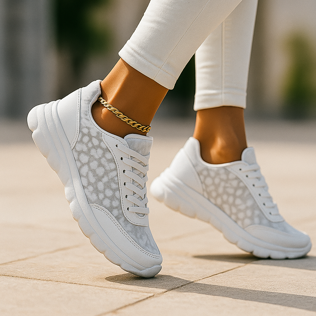 Elegante Witte Mandjes - Ademend Sneakers - Voor Dames