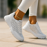 Elegante Witte Mandjes - Ademend Sneakers - Voor Dames