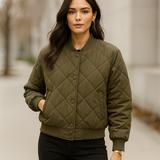 スタイリッシュな女性用裏地付きボンバージャケット - 暖かい - 時代を超えた