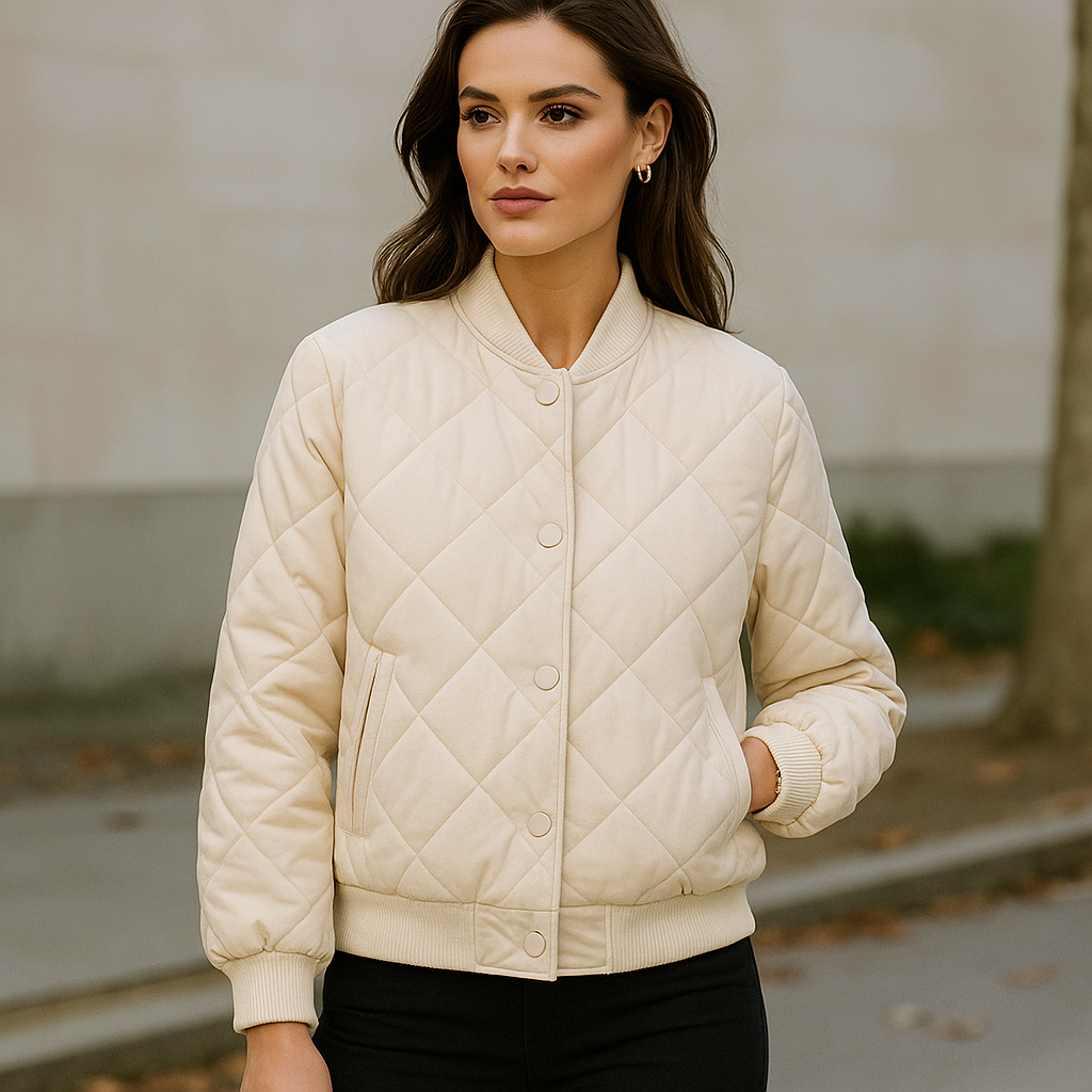 スタイリッシュな女性用裏地付きボンバージャケット - 暖かい - 時代を超えた