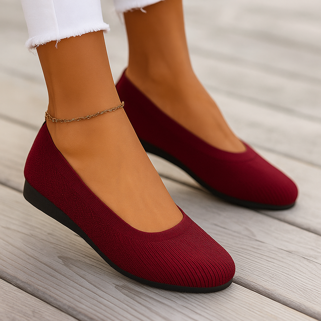 여성용 정형외과 발레리나 슈즈 - 일상적인 편안함을 위해 - 지지 깔창 - 쿠션 처리됨 - 가벼움