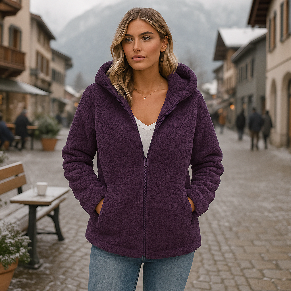 Stilla Nainen Karhu Teddy Turkki - Pehmeä Fleece - Vetoketju & Taskut