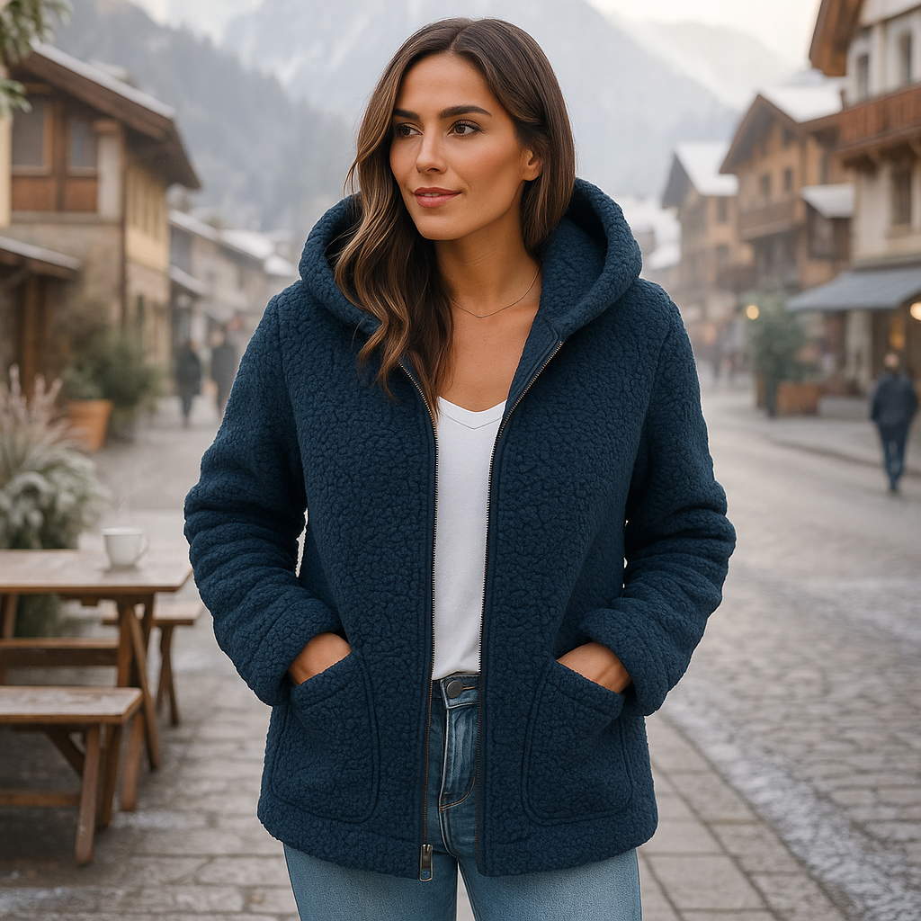 Stilla Nainen Karhu Teddy Turkki - Pehmeä Fleece - Vetoketju & Taskut