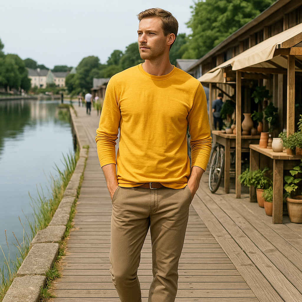 Premium pitkähihainen - klassinen miesten puuvillapaita - laadukas