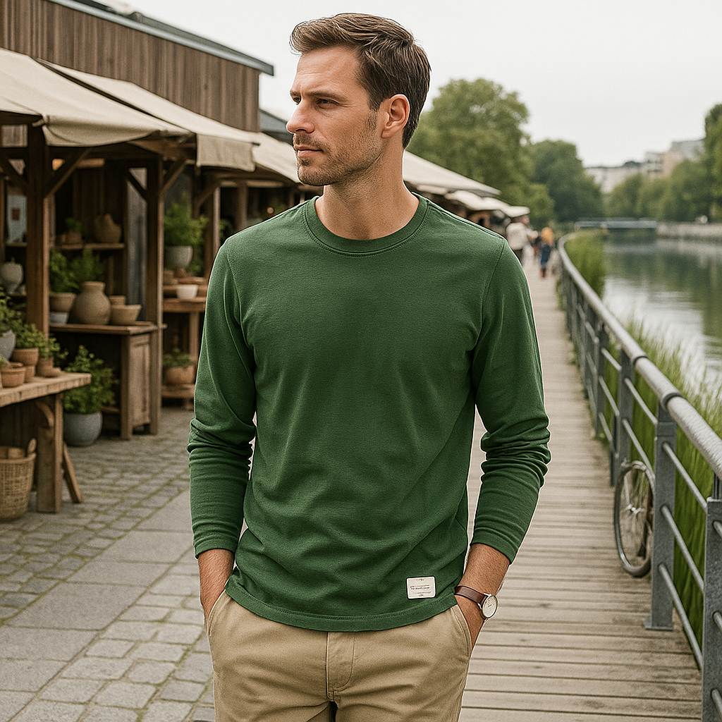 Premium pitkähihainen - klassinen miesten puuvillapaita - laadukas