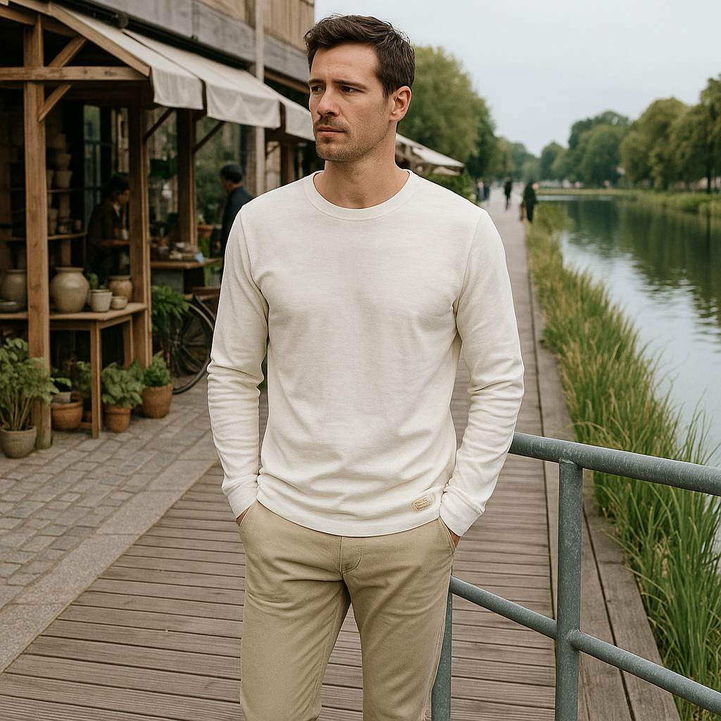 Premium pitkähihainen - klassinen miesten puuvillapaita - laadukas