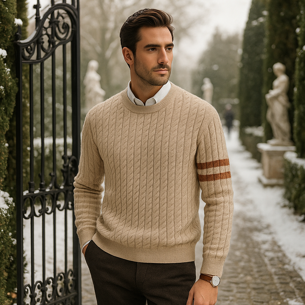 Miesten paksu palmikkoneule - lämmin villasekoite