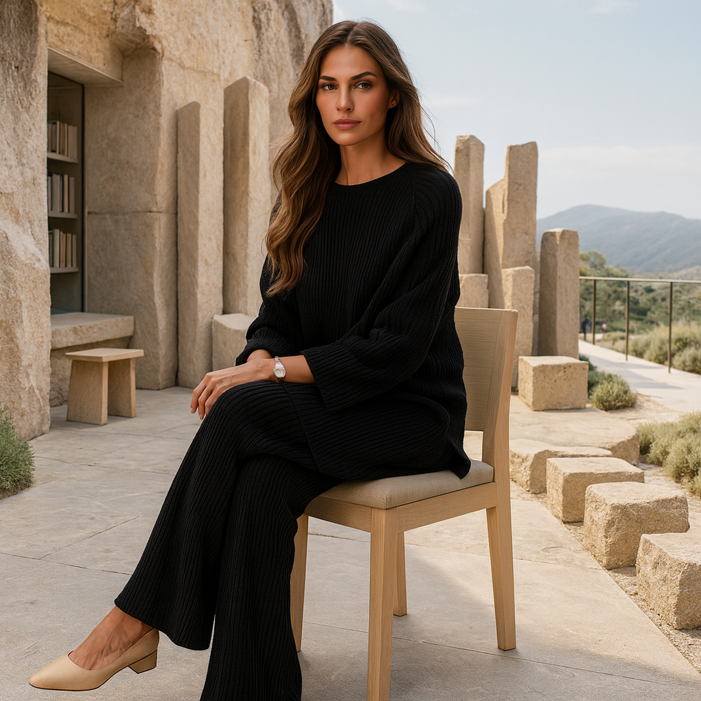 Mukava rento neulesetti - neulepaita - housut