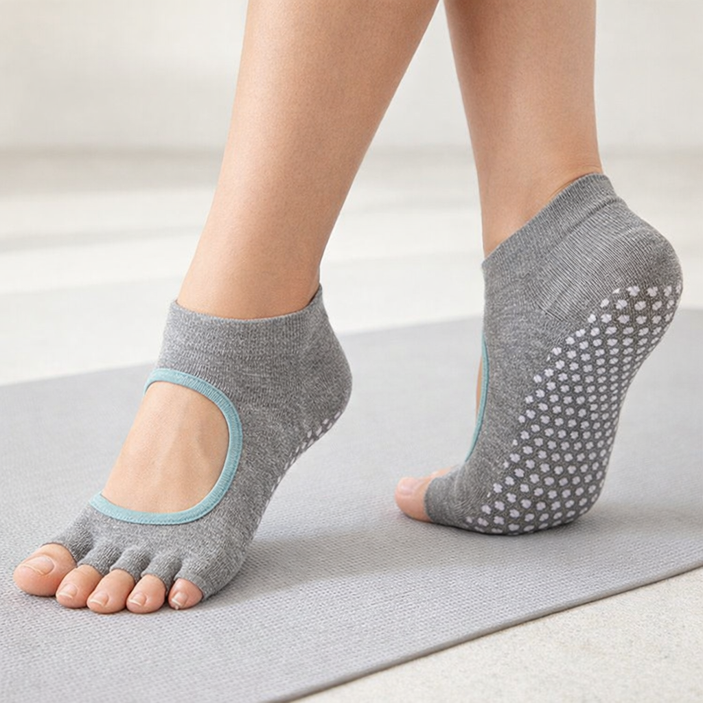 Naisten Viiden Varpaankynnen Pilates-sukat Liukumattomasta Puuvillasta