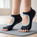 Naisten Pilates Viisi Varvasta Liukumattomat Puuvillajoog socksit