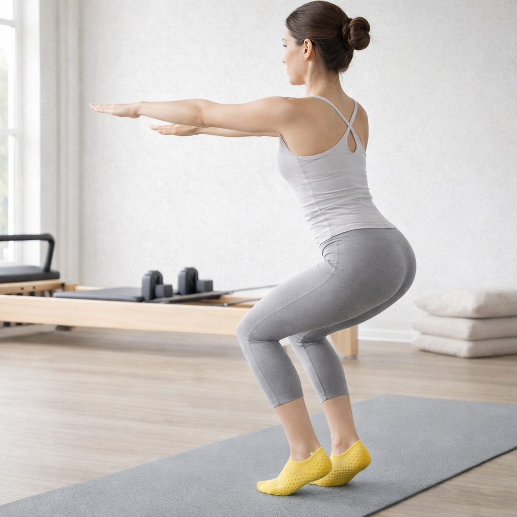 Pilates-sukat Liukumattomalla Verkkokudoksella Hengittävä Matala Leikkaus