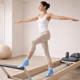 Pilates-sukat liukumattomalla pohjalla, hengittävää puuvillaa - nilkkapituus