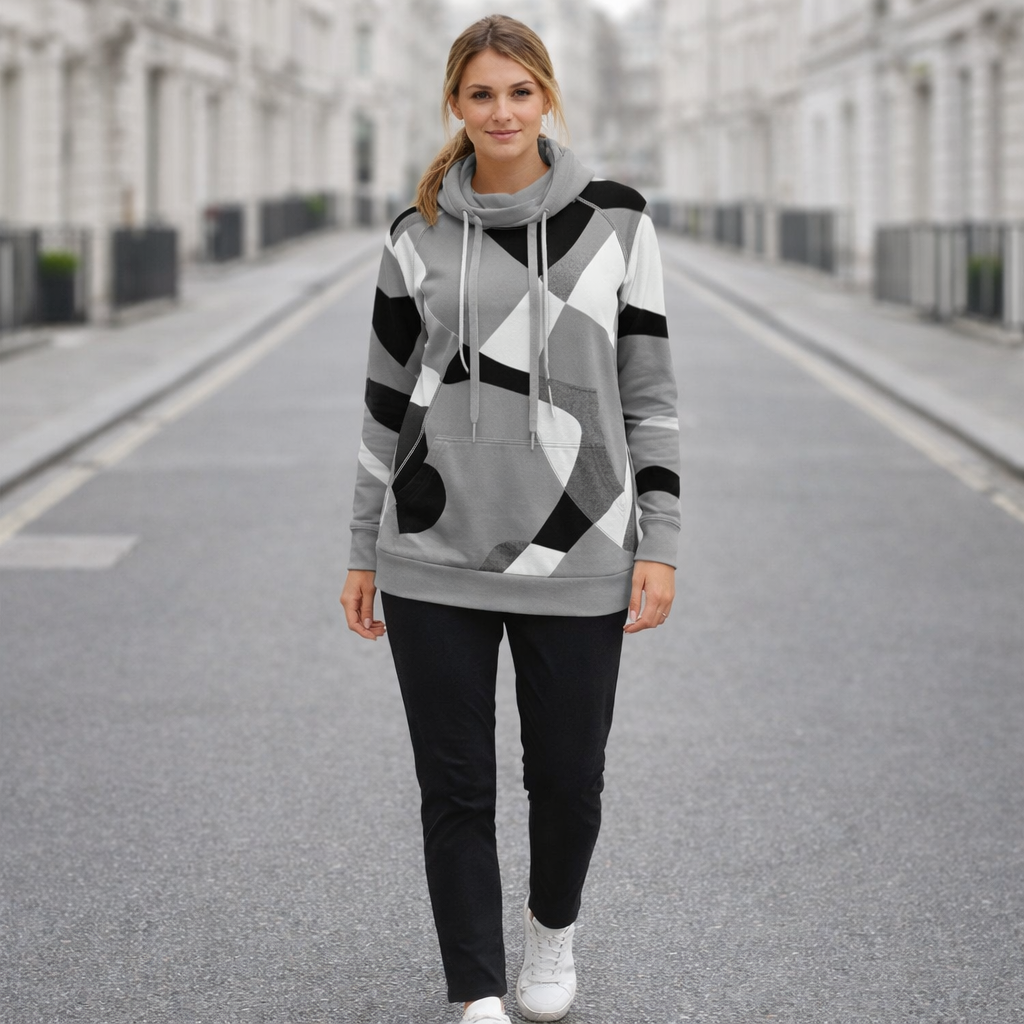 Naisten huppari | Geometrinen kuvio | Rento pullover-tyyli