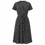 Polka Dot -mekko | Midi-tyyli, lyhyet hihat | Trendikäs