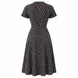 Polka Dot -mekko | Midi-tyyli, lyhyet hihat | Trendikäs