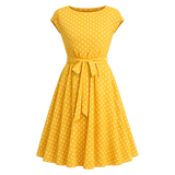 Polka Dot -mekko | Vintage naisten kesämekko | Kevyt
