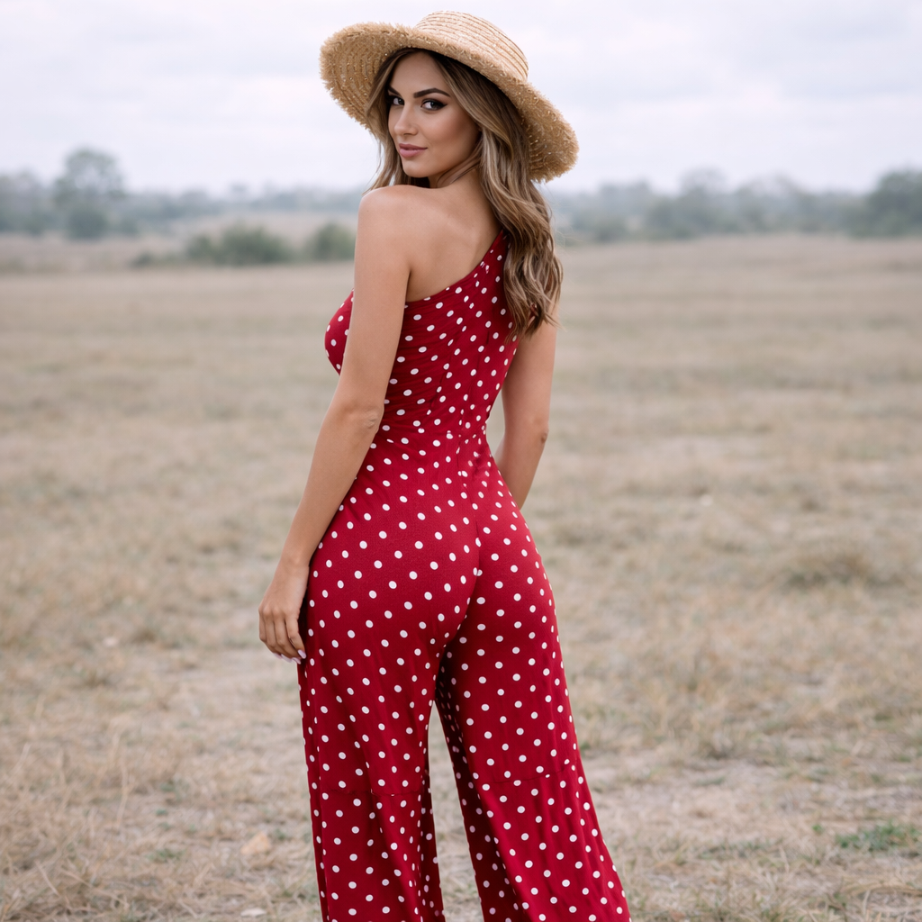 Polka Dot -mekko | Epäsymmetrinen muotoilu | Kevyt kangas