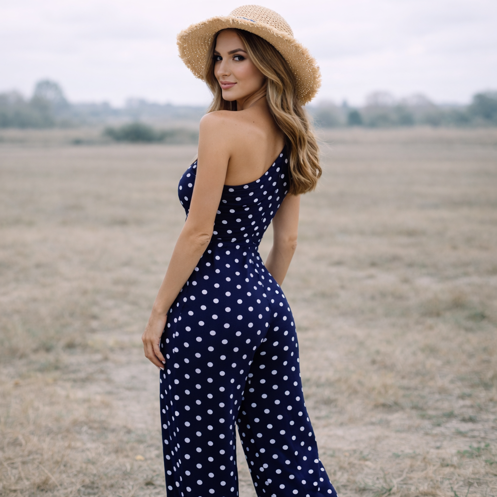 Polka Dot -mekko | Epäsymmetrinen muotoilu | Kevyt kangas