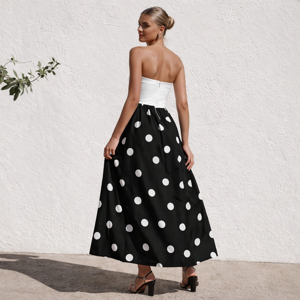 Olkaimeton mekko | Naisten A-linja, Polkkapiste | Elegantti kesätyyli