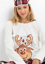 Joulupyjama perhe matching setti jouluisella kuviolla pitkähihaiset topit ja housut