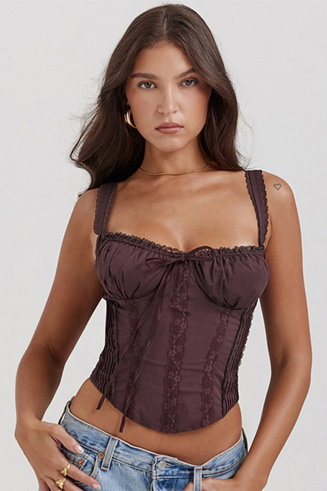 Dahlia | Naisten Corset Top | Vyötäisä, Raidallinen Yksityiskohta