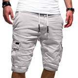 Miesten slim fit cargo shortsit, casual kesätyyli, mustat, vihreät, beige värit