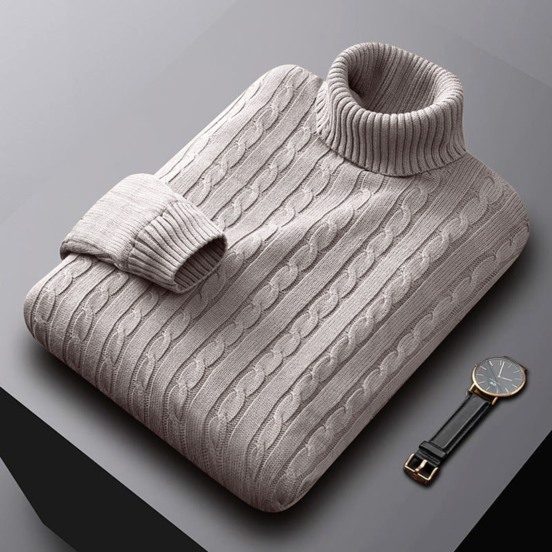 Miesten kasmiripullover poolokauluksella klassinen leikkaus