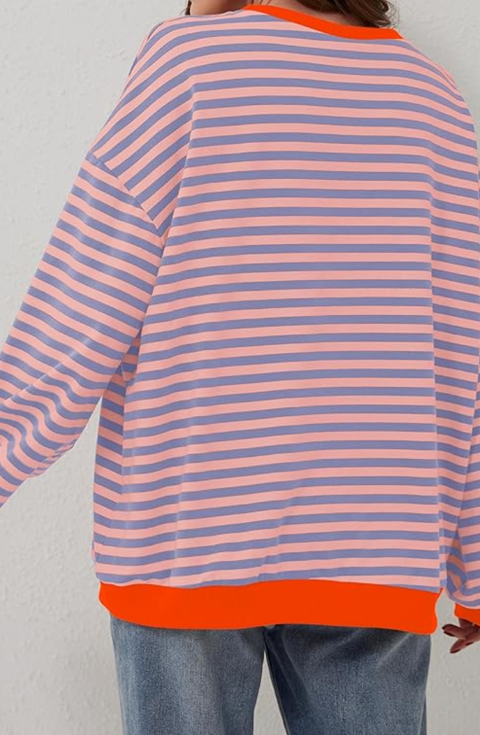 Ylisuuri Raidallinen Naisten Sweatshirt-Kesäasut-EmiyoSuomi