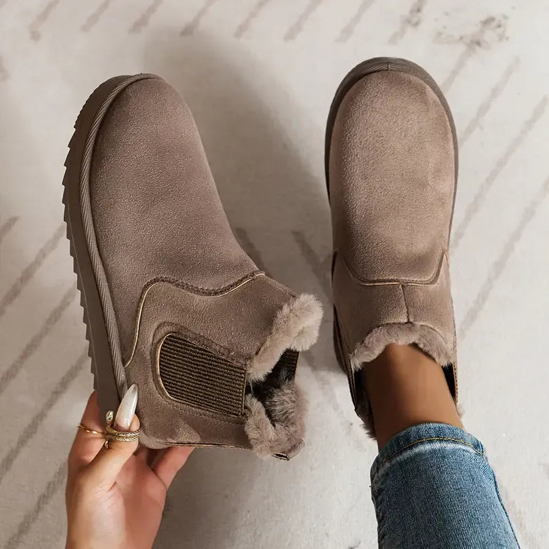 Naisten vuoritetut nilkkurit slip-on elastisilla sivuosilla