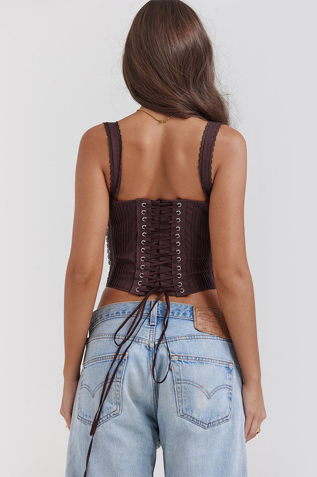 Dahlia | Naisten Corset Top | Vyötäisä, Raidallinen Yksityiskohta