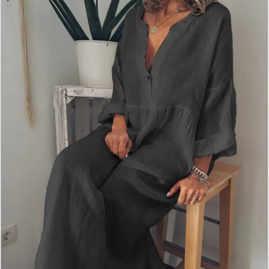 Eliana - V-aukkoinen maksihame - Kesäinen eleganssi-Mekot-EmiyoSuomi