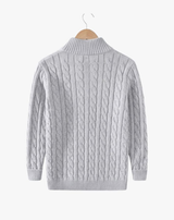Miesten kaapelineulottu half-zip pooloneule korkea kaulus