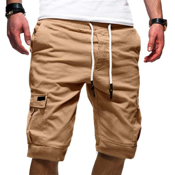 Miesten slim fit cargo shortsit, casual kesätyyli, mustat, vihreät, beige värit