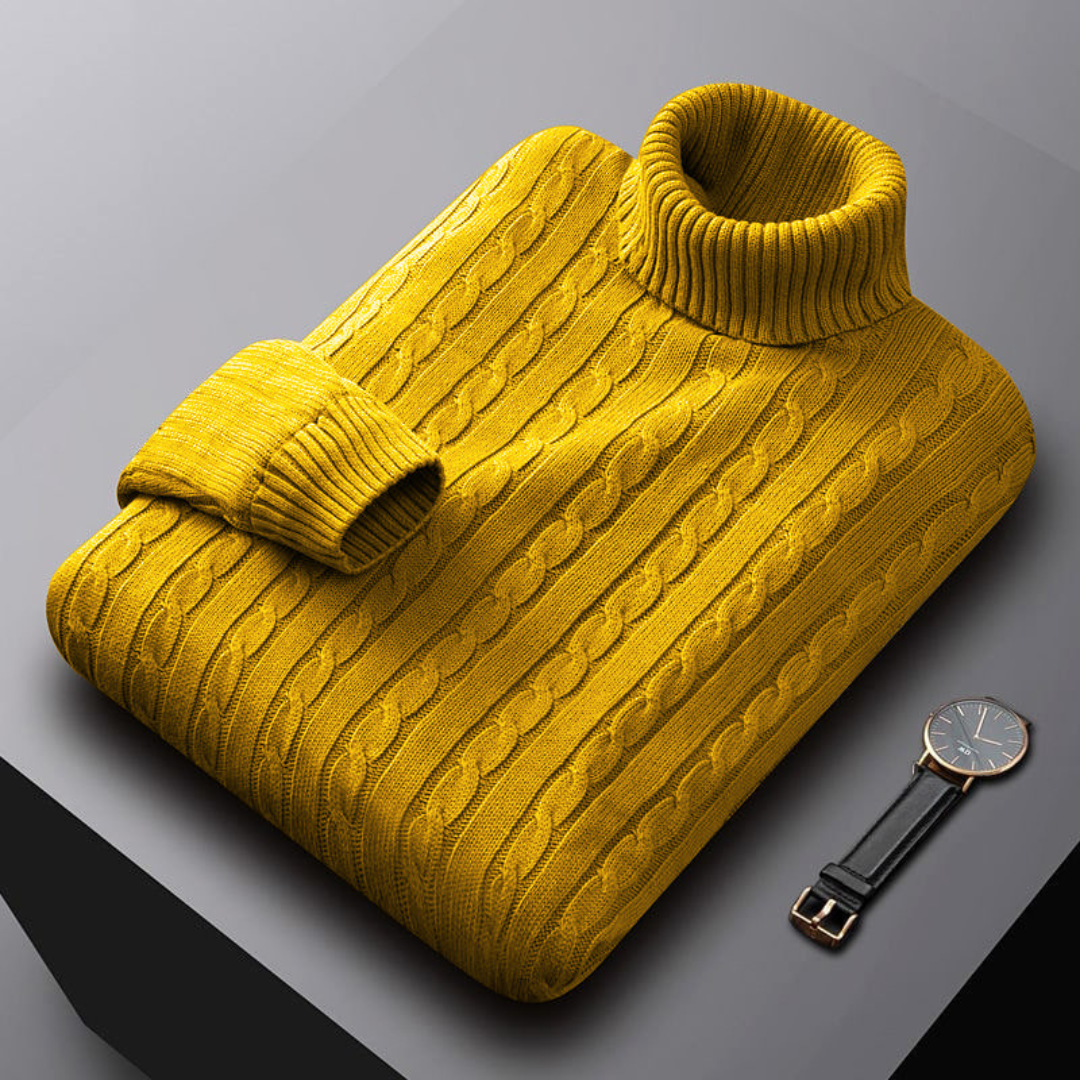 Miesten kasmiripullover poolokauluksella klassinen leikkaus