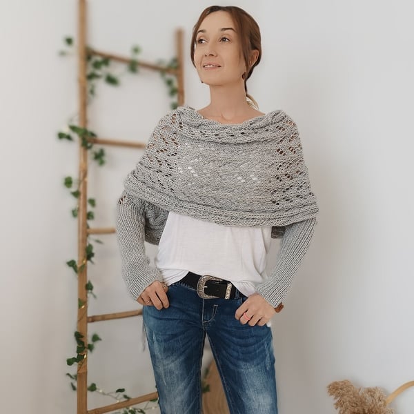 Naisten neulottu talvihuivi kaksoisholkilla, 260 cm pitkä